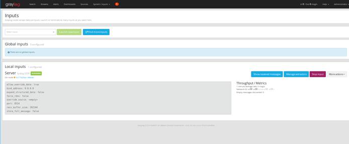 Graylog Input Dashboard